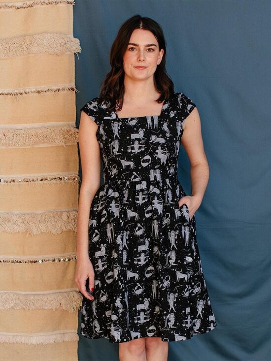 Mata Traders Dresses & Skirts - Mata Traders Rupi Zodiac Dress - Astrology Horoscope Stars Tea 60s A-Line Twee